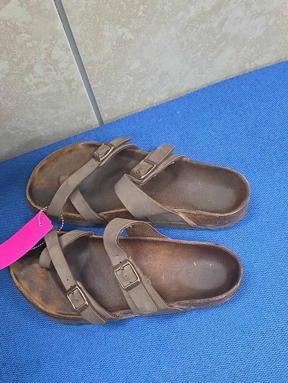 Birkenstock Brown Double-Strap Slide Sandals 10 Inches